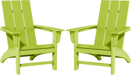 Vista 9 de Silla Adirondack de Madera Sintética Adiromoti, Sillas de Patio Resistente a Todo Clima, Aspecto de Madera, Silla Pre-Ensamblada para Fuego al Aire