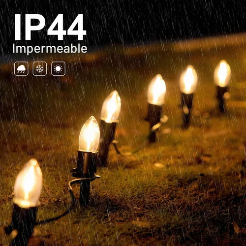 Vista 10 de C9 Luces de camino de Navidad para exteriores, 24.2 pies, 20 luces LED con estacas, luces de camino de Navidad impermeables conectables para patio