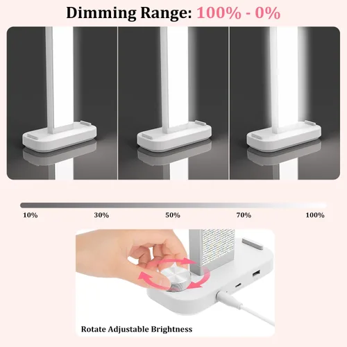 Vista 6 de iVict Lámpara de escritorio de uñas, luz tecnológica de uñas de 34 pulgadas con soporte para teléfono, 0-100% brillo ajustable, temperatura