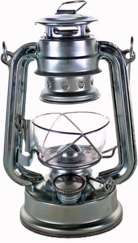 Vista 3 de Linterna de petróleo de queroseno de huracán plateado luz colgante de emergencialámpara - 8 pulgadas (4)