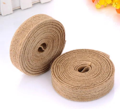 Vista 4 de pangda 2 rollos Natural Burlap Fabric Ribbon Roll para eventos boda fiesta y Home Decor, 10 metros cada rollo