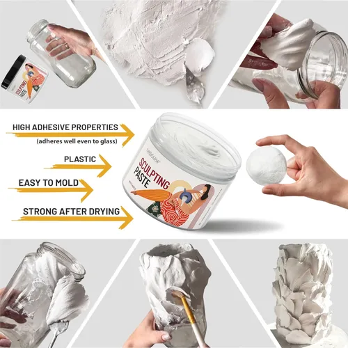 Vista 6 de Kamenskaya Pasta de escultura - Pasta de papel para escultura - Blanco mate, 16.9 fl oz (16.9 fl oz)