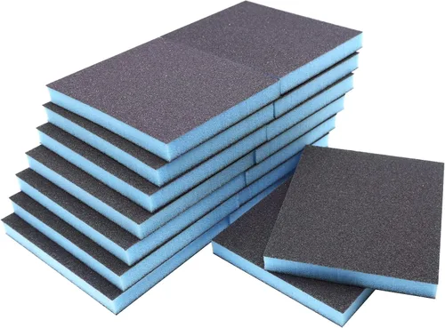 Vista 11 de 4 esponjas de lijado de grano 100, bloques de lijado medianos lavables y reutilizables, esponja de papel de lija seco húmedo para madera, metal