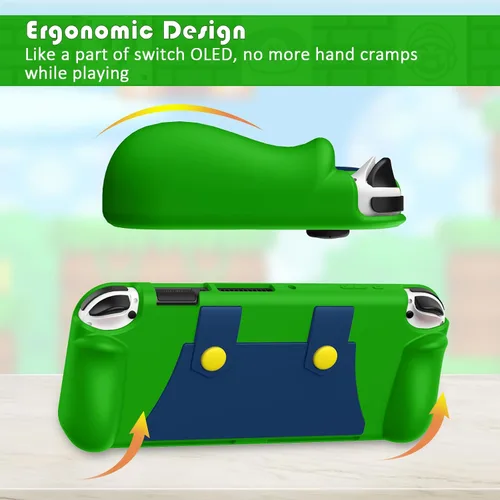 Vista 2 de KENOBEE Funda de silicona compatible con Nintendo Switch OLED modelo 2021, suave y ligera, con agarre ergonómico con absorción de golpes y diseño