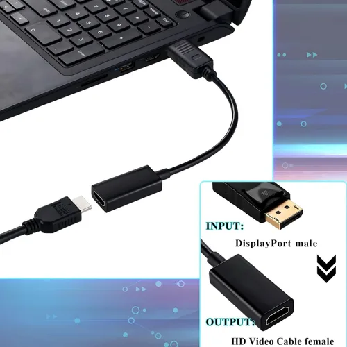 Vista 6 de Chuangdi Paquete de 10 adaptadores de cable de video DisplayPort a HD 4K