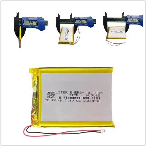 Vista 2 de Batería recargable del ion del polímero de litio del litro 3.7V 605065 2800mAh Lipo con el conector JST el 4.1 ft