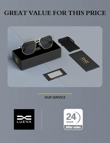 Vista 7 de LUENX Aviator Sunglasses for Women Men Square Polarized Polygon Lens- UV 400 Protection 60MM