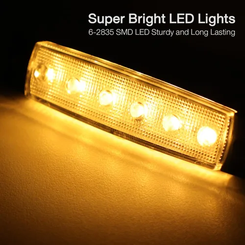 Vista 6 de MADCATZ 30 tiras de 3.8 pulgadas de luces laterales ámbar, 6 luces LED de liquidación 2835 SMD universal para remolque, RV, camión, barco