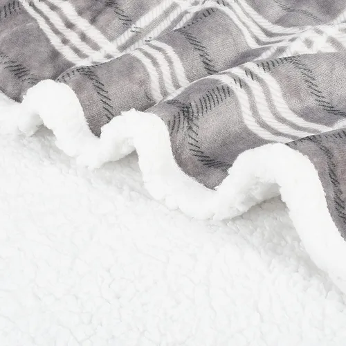 Vista 3 de Solaris Manta de forro polar Sherpa a cuadros, súper suave, acogedora, cálida, reversible, para sofá, cama, 50 x 60 pulgadas, cuadros grises