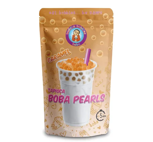 Buddha Bubbles Boba - Perlas de tapioca reales de té Boba prémium listas en 3 minutos (caramelo)