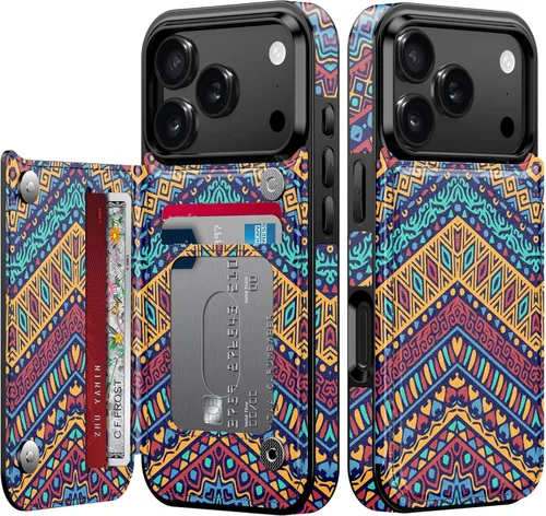 Vista 1156 de LETO para iPhone 15 Pro Funda tipo cartera - Tapa tipo folio con patada - Diseños de moda - Tarjetero - Funda protectora para mujeres y niñas - 6.1