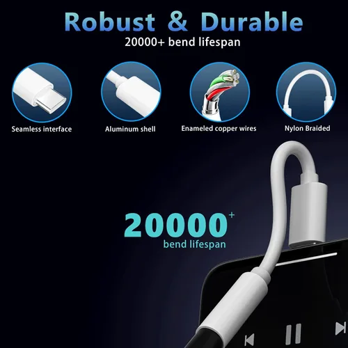 Vista 5 de Lezaface Adaptador USB-C a conector de auriculares hembra de 0.138 in, paquete de 2, compatible con iPhone 15/15 Plus/15 Pro/15 Pro Max