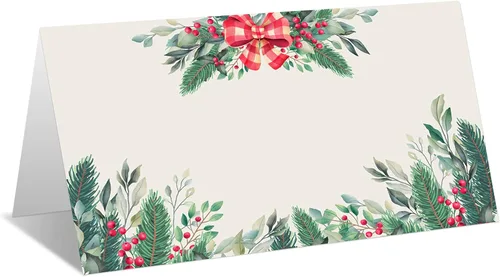 Vista 8 de Tarjetas editables con nombre – Paquete de 25 tarjetas de acompañante para fiesta de Navidad, boda o cena, fácil de plegar