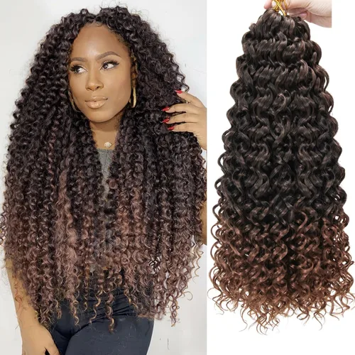 Vista 51 de 8 Paquetes de Cabello Rizado con Ganchillo GoGo para Mujeres, Cabello Rizado con Ganchillo para Trenzas de Ola Profunda, Extensiones de Cabello