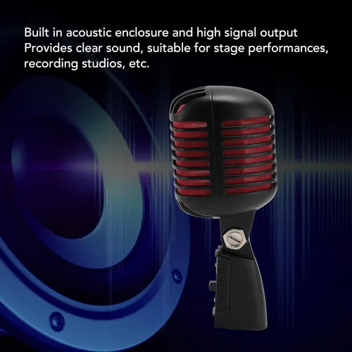 Vista 4 de banapoy Micrófono vocal clásico retro dinámico, micrófono cardioide profesional de rendimiento en vivo, micrófono antiguo de grabación vocal