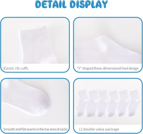 Vista 3 de Aroveea Calcetines para bebé, paquete de 1012 para niños y niñas, calcetines de algodón de corte bajo para bebés