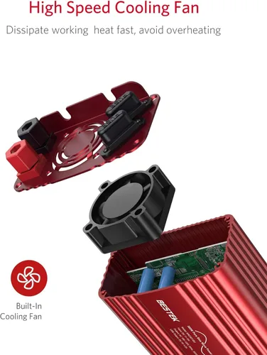Vista 5 de BESTEK Inversor de Corriente de Onda Sinusoidal Pura de 300 Vatios - Adaptador Inversor de Enchufe de Automóvil de CC 12V a CA 110V, Convertidor