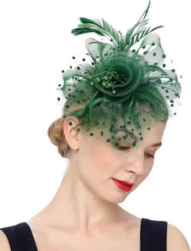 Cizoe -Tocado con diadema, sombrero para mujer, para fiesta de té, para Kentucky Derby, para boda, cóctel, con flor decorativa, plumas y pinza para