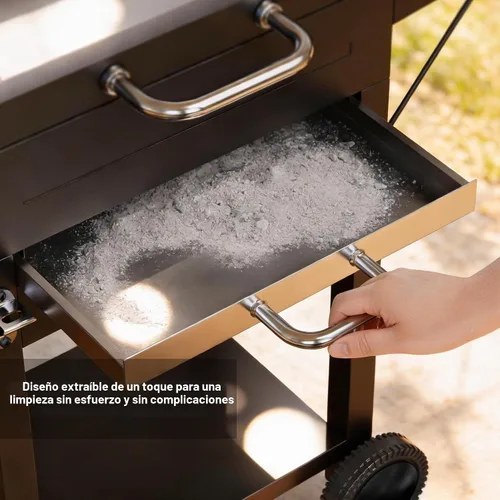 Vista 6 de KEYO GRILL Parrilla de carbón de 20 pulgadas, resistente con mesas