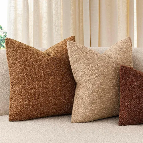 Vista 123 de Foindtower - Juego de 2 fundas de almohada decorativas con textura de bouclé, fundas de almohada sólidas y acentuadas para sofá, cómoda funda