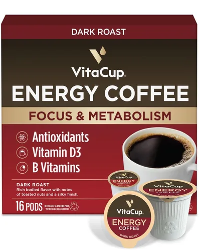 Vista 19 de VitaCup Cápsulas de café Extra Shot, tostado oscuro intenso con café expreso, alta cafeína, vitamina B12, antioxidantes, cápsulas reciclables