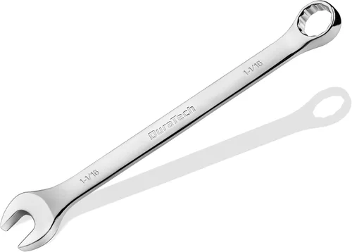 DURATECH Llave combinada de 1-1/16", SAE, CR-V construida con pulido de espejo, 12 puntos, desplazamiento de 15 grados
