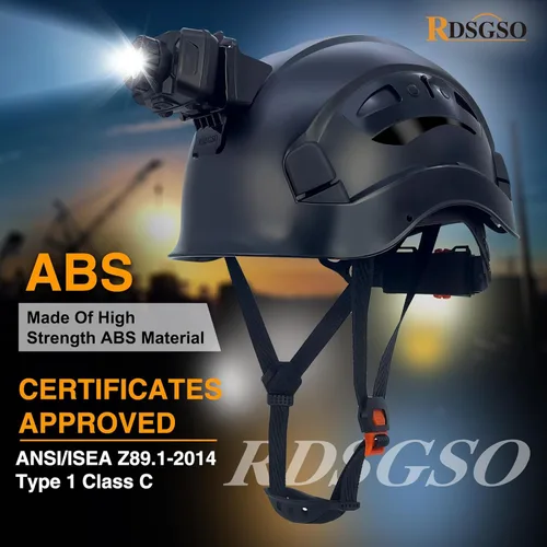 Vista 3 de Casco de seguridad industrial con luz RGS-8C rejillas de ventilación ajustables, transpirables, ligeros, cascos con faros delanteros