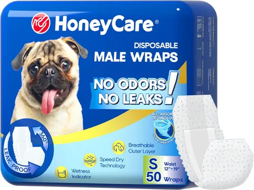 Vista 15 de HONEY CARE All-Absorb A27 - Envoltura para perro macho, 50 unidades, extra pequeña