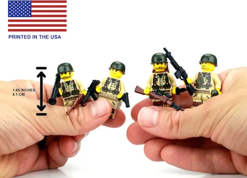 Vista 3 de Battle Brick Minifiguras coleccionables de 1.6 pulgadas de alto del ejército de Estados Unidos de la Segunda Guerra Mundial de los soldados