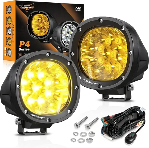 Vista 8 de Auxbeam Cubiertas de luz de la serie C4 de 4 pulgadas, 2 fundas protectoras de plástico negro redondas LED, diseño a presión, cubiertas impermeables