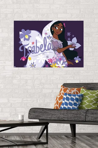 Vista 3 de Trends International Disney Encanto - Póster de pared Isabela, 22.4 pulgadas de largo x 14.7 pulgadas, versión enmarcada en madera de granero