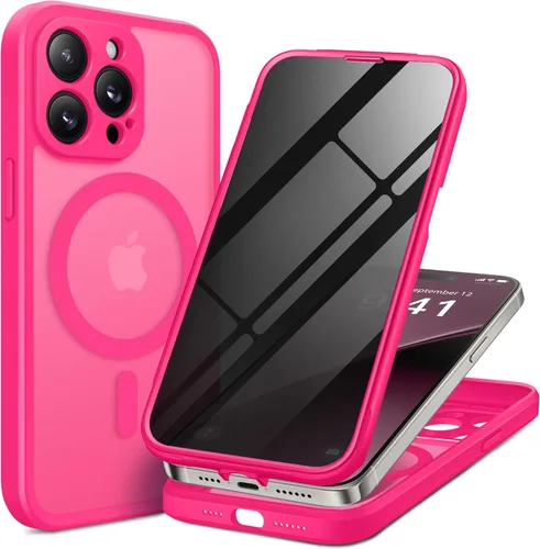 Vista 72 de BERFY Funda para iPhone 16 Pro, compatible con MagSafe, protector de pantalla de vidrio templado 9H integrado y protección de cámara, funda