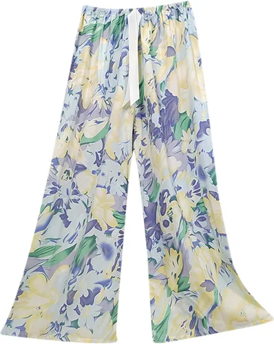 HUITKMM Bell Bottom Yoga Pants for Women Women's New Printed Summer Large Size Loose Breathable Casual Wide Leg Pants Artifi