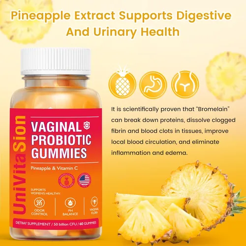 Vista 4 de UniVitaSion - Gomitas de probióticos vaginales para mujeres, 50 mil millones de UFC, equilibrio de pH, olor vaginal, flora vaginal, tratamiento