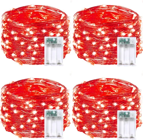 Vista 43 de Guirnalda de luces de Navidad, 10 pies, 30 LED, árbol de Navidad, Papá Noel, copo de nieve, luces de hadas, funciona con pilas, con control remoto