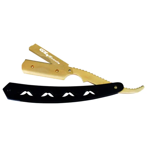 Vista 13 de Cuchilla de afeitar G4 de acero inoxidable con borde recto para afeitar, cuchillas reemplazables (negro)