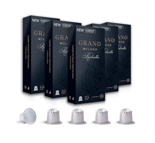 Vista 17 de Grano Milano Cápsulas de café Brasile – 50 cápsulas de café de aluminio compatibles con la línea original de Nespresso, 100% arábica tostado medio
