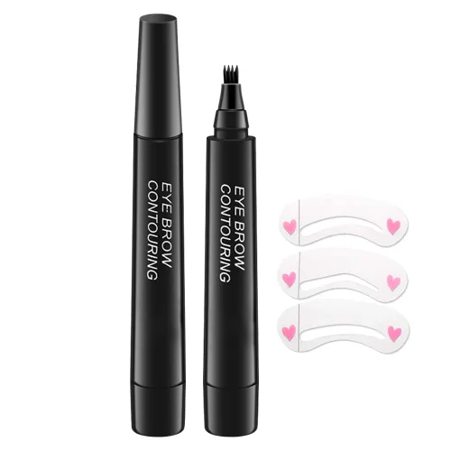 Vista 15 de Lápiz de tinta para cejas de Brow Stylist, micro 4 puntos para levantar y arrebatar cejas con 3 plantillas de cejas de larga duración, impermeable