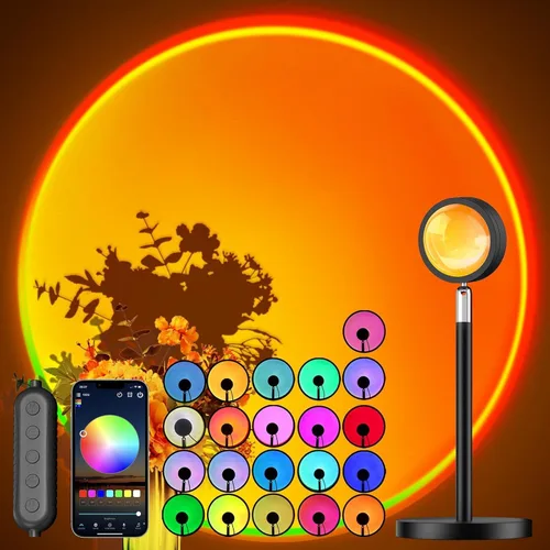 Proyector de lámpara de puesta de sol con control de aplicación, lámpara de proyección cambiante multicolor, luz LED, lámpara de luz solar para