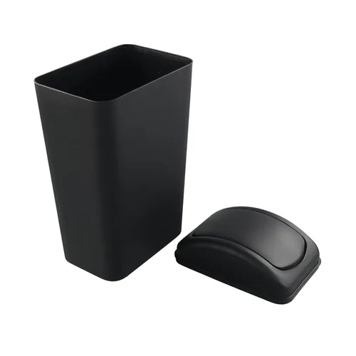 Vista 6 de Hespama Bote de basura delgado, 14L, color negro, con tapa basculante, cubo de basura para espacio estrecho