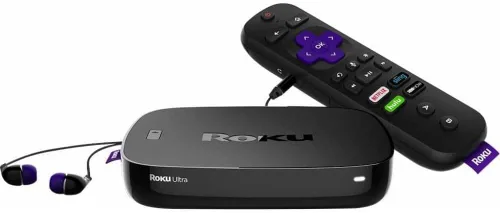 Roku Ultra | Reproductor de transmisión 4K/HDR/HD con control remoto mejorado (voz, buscador remoto, conector para auriculares, potencia y volumen
