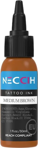 Tinta de tatuaje marrón medio de 1.0 fl oz/1 oz, botella de colores ricos fáciles de durar. Color largo vibrante vívido suministros de tatuaje