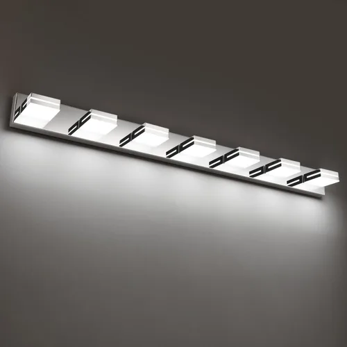 Vista 73 de SineRise Moderna lámpara LED para tocador de baño (2 luces, 15.5 pulgadas, regulable), madera marrón, pintada de acrílico, moderna lámpara de pared