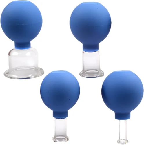 Juego de 4 tazas de ventosas de silicona de vidrio para masaje, herramientas de ventosa al vacío, juegos de terapia linfática anticelulitis para