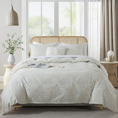 Vista 61 de HoneiLife Juego de funda de edredón floral 100% algodón, 3 piezas, suave, ropa de cama botánica con cierre de cremallera y lazos en las esquinas