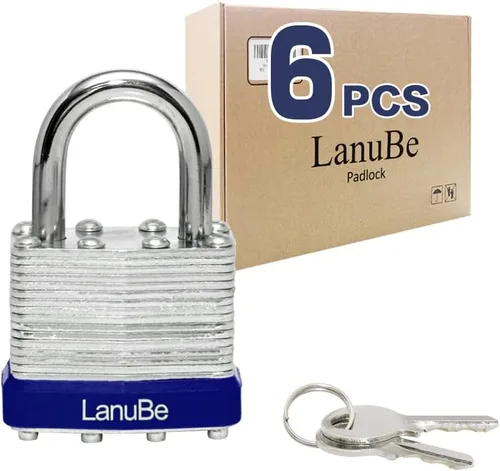 Vista 19 de LanuBe Candado laminado con llave (1-9/16", 40 mm), candados con llave iguales, grillete normal, paquete de 24
