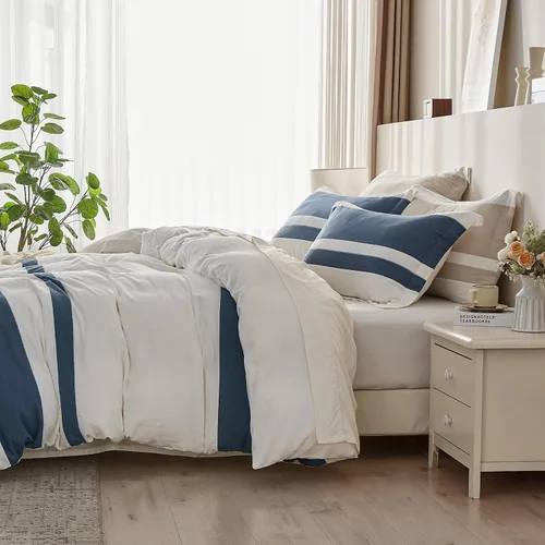 Vista 89 de Simple&Opulence Juego de funda de edredón de lino francés de 88 x 92 pulgadas, 5 piezas (1 funda de edredón, 4 fundas de almohada), mezcla de lino