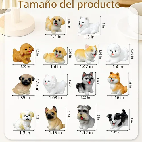Vista 2 de Exasinine Juego de 14 mini figuras de perro de resina, surtido