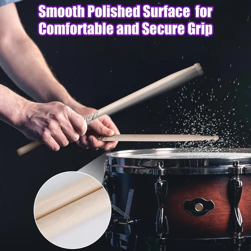 Vista 6 de Antner 3 pares de baquetas de madera de arce 7A para niños y principiantes