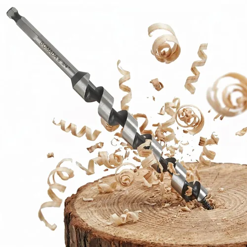 Vista 10 de SOMADA Broca de taladro de 1-1/2 pulgadas x 6-1/2 pulgadas para madera, vástago hexagonal de cambio rápido de 1/4 pulgadas, broca larga de tres